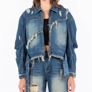 American Bazi distressed Jean jacket